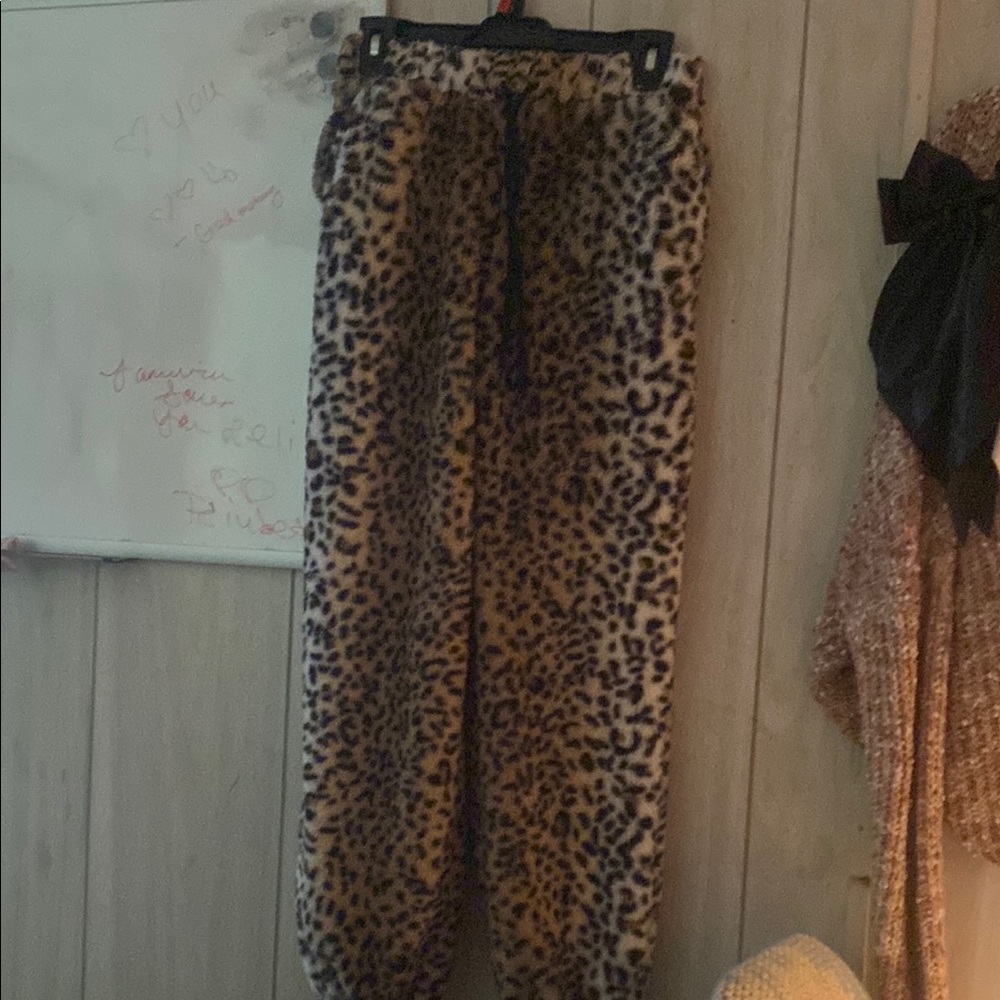 Leopard Print Fleece Pants